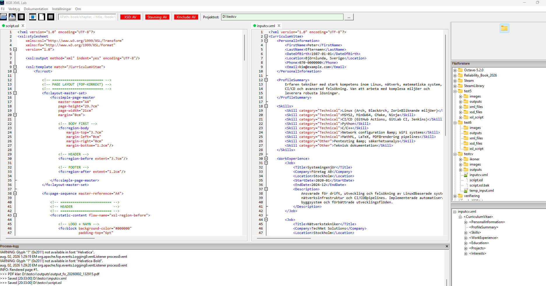 XGR XML Lab screenshot